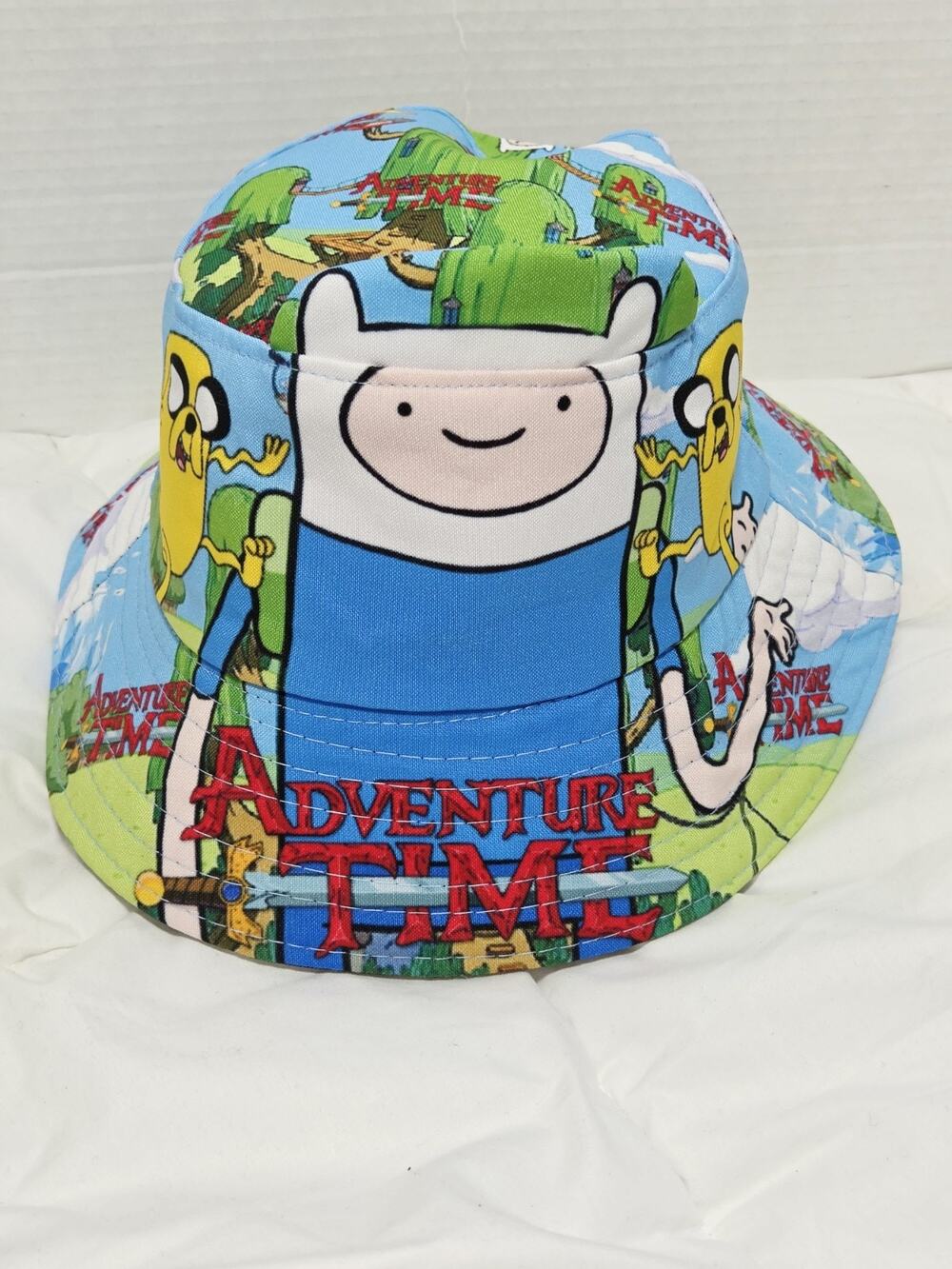 Adventure Time Hat Cartoon Network Jake & Finn Pattern Bucket Hat Rare Y2K OS
